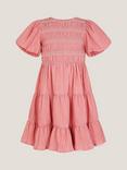 Monsoon Kids' Tiered Smocked A-Line Dress, Pink