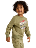 Lindex Kids' Cotton Hot Wheels Relaxed Sweatshirt, Light Dusty Green