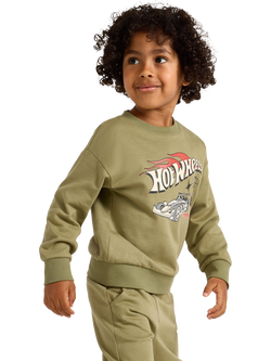 Lindex Kids' Cotton Hot Wheels Relaxed Sweatshirt, Light Dusty Green, Light Dusty Green