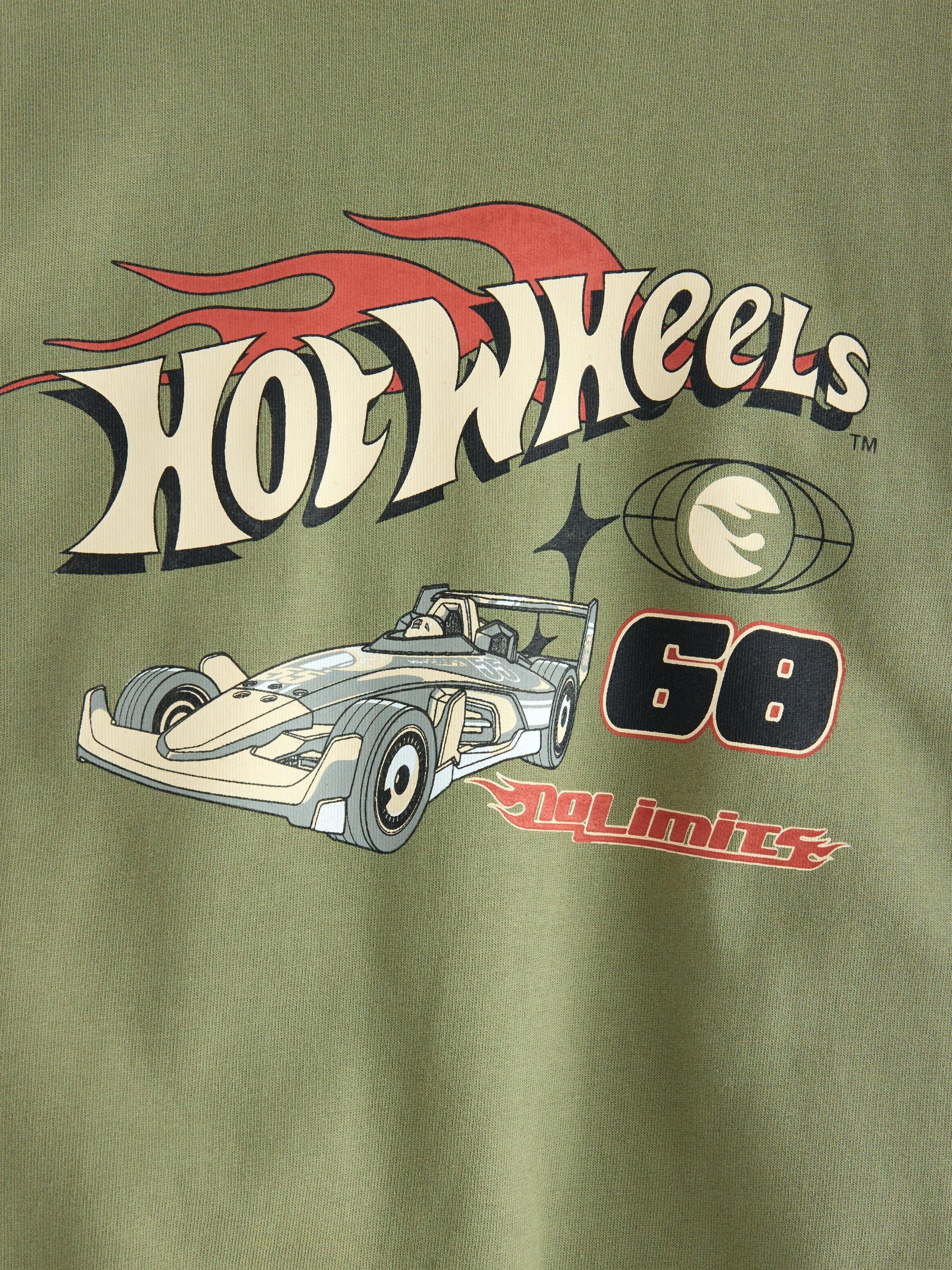 Product image 6 of 6, which shows Lindex Kids' Cotton Hot Wheels Relaxed Sweatshirt, Light Dusty Green, 2-3 years