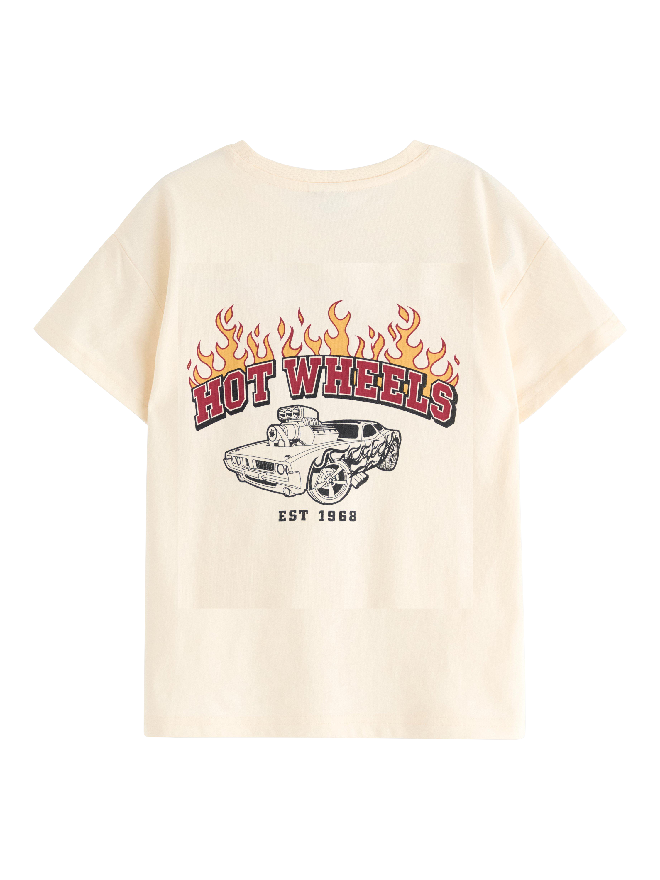Product image 5 of 6, which shows Lindex Kids' Cotton Short Sleeved Hot Wheels T-Shirt, White, 2-4 years