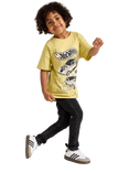 Lindex Kids' Cotton Short Sleeved Hot Wheels T-Shirt, Light Dusty Green