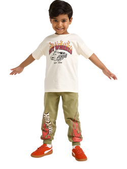 Lindex Kids' Cotton Hot Wheels Joggers, Light Dusty Green, Light Dusty Green