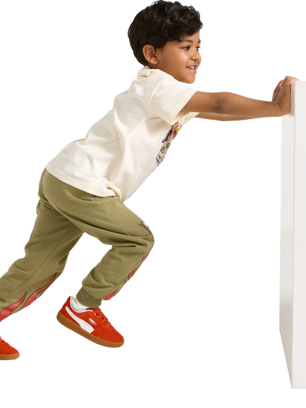 Lindex Kids' Cotton Hot Wheels Joggers, Light Dusty Green - view 2, Light Dusty Green