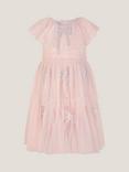 Monsoon Kids' Pearl Bow Cape Dress, Pink