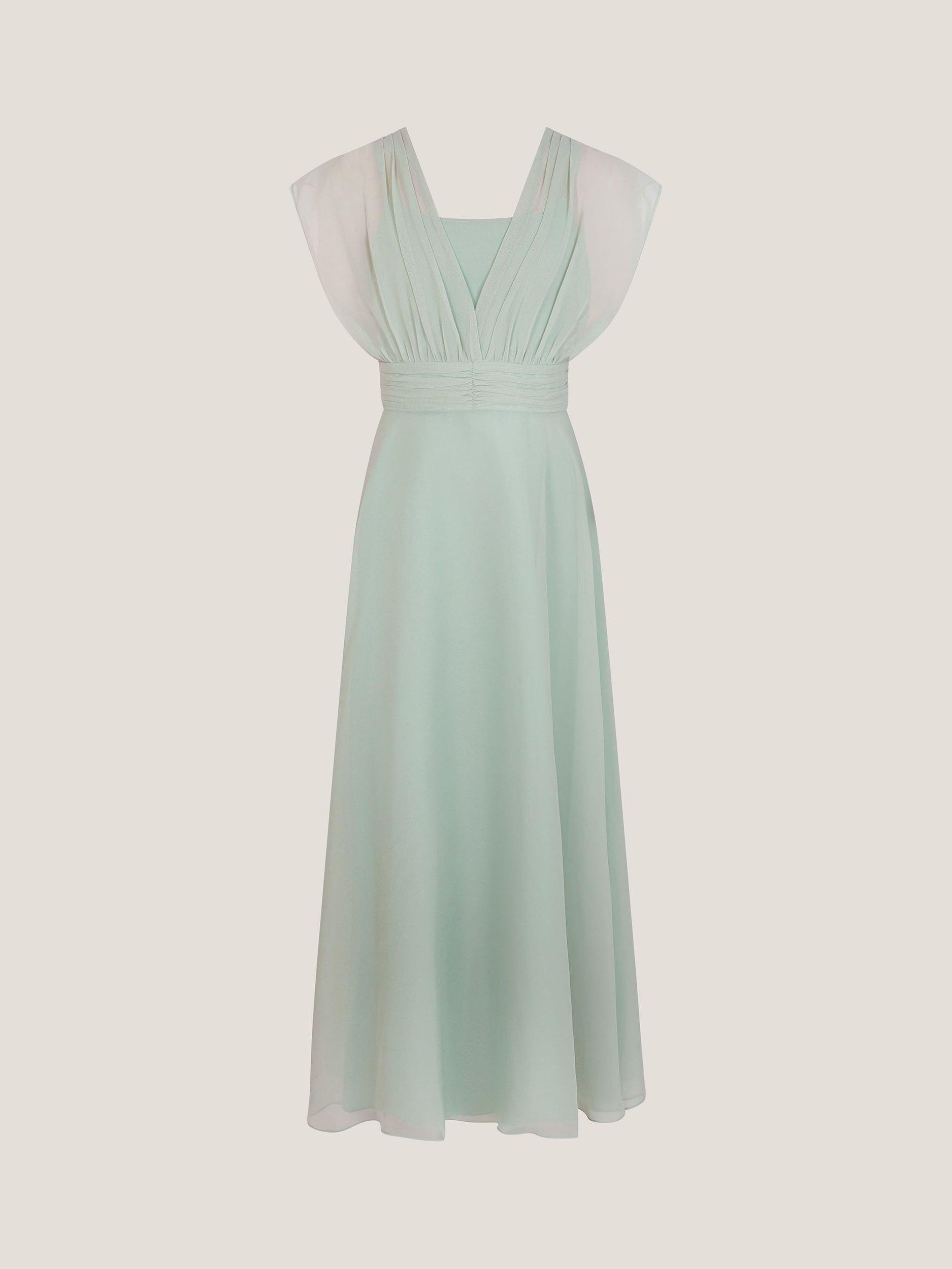 Product image 2 of 4, which shows Monsoon Maddison Chiffon Multiway Dress, Sage, 8 years