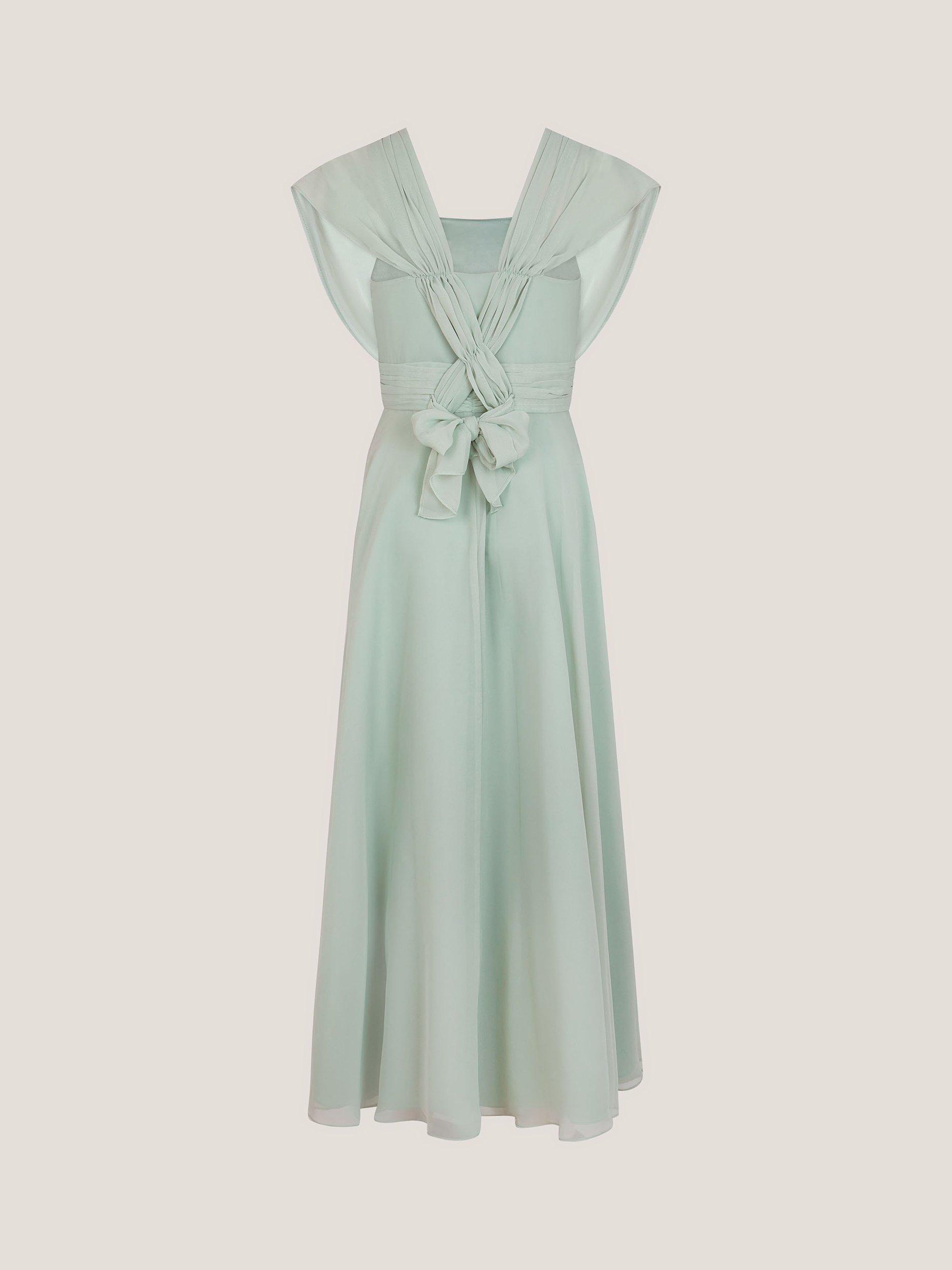 Product image 3 of 4, which shows Monsoon Maddison Chiffon Multiway Dress, Sage, 8 years