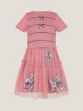 Monsoon Kids' Mesh Sequin Butterfly Dress, Pink
