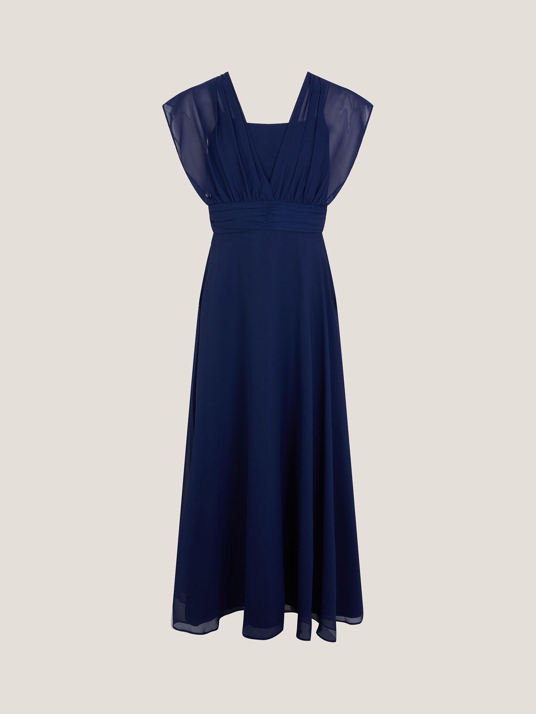 Product image 2 of 4, which shows Monsoon Maddison Chiffon Multiway Dress, Navy, 8 years