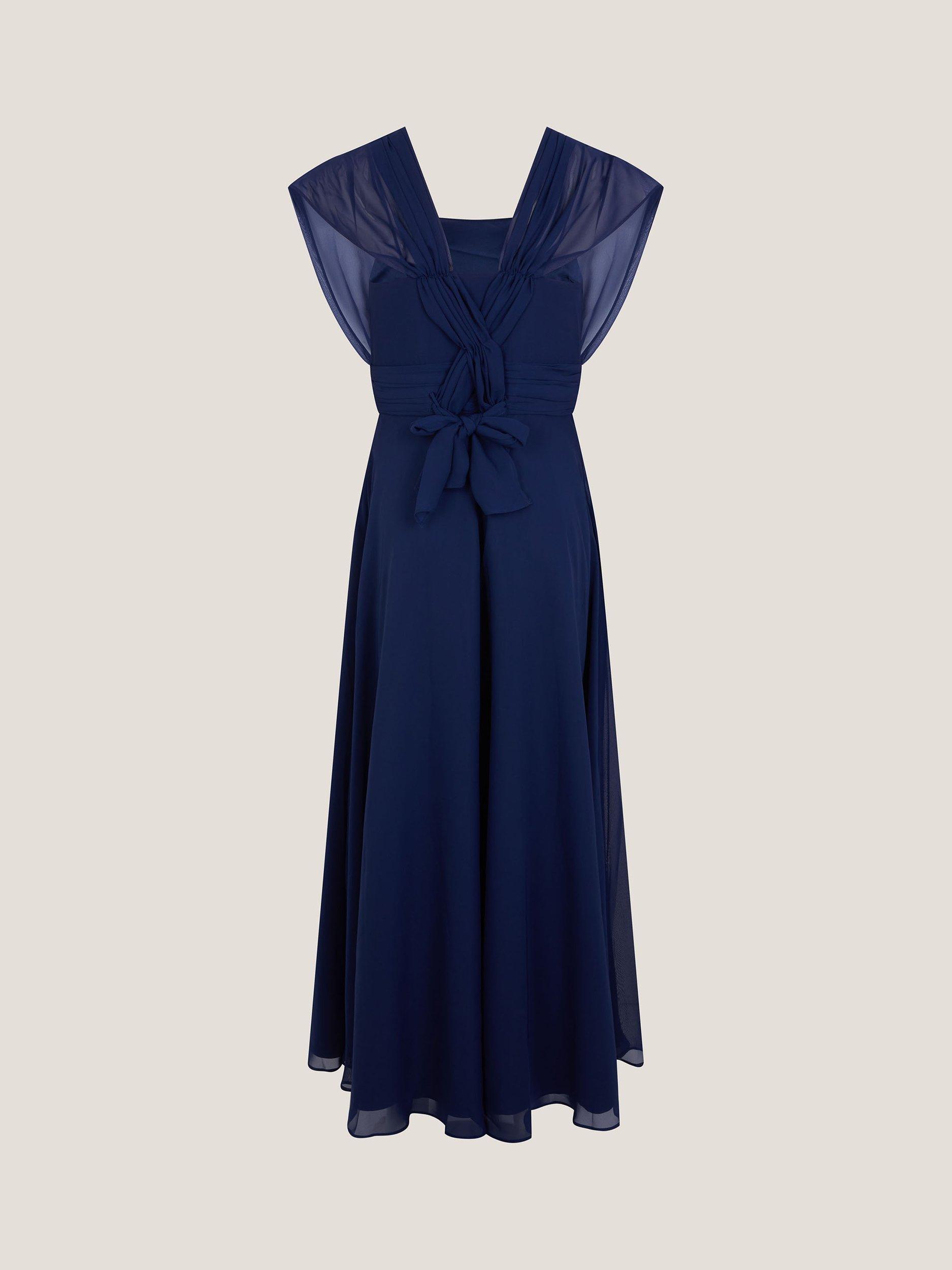 Product image 4 of 4, which shows Monsoon Maddison Chiffon Multiway Dress, Navy, 8 years