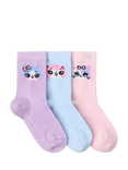 Lindex Kids' Cotton Blend Anti Slip Socks, Pack of 3, Light Pink