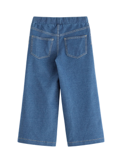Lindex Kids' Cotton Blend Wide Leg Trousers - view 2, Denim Blue