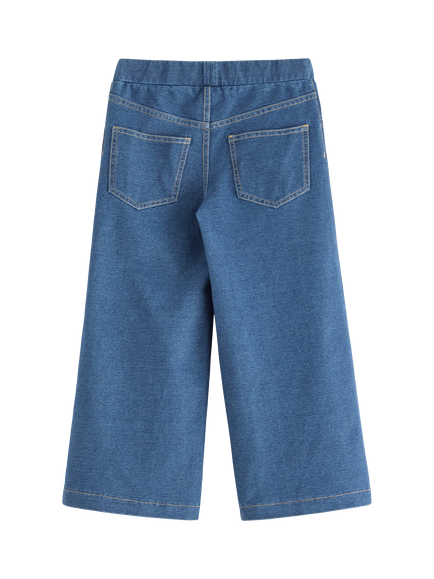 Lindex Kids' Cotton Blend Wide Leg Trousers - view 2, Denim Blue