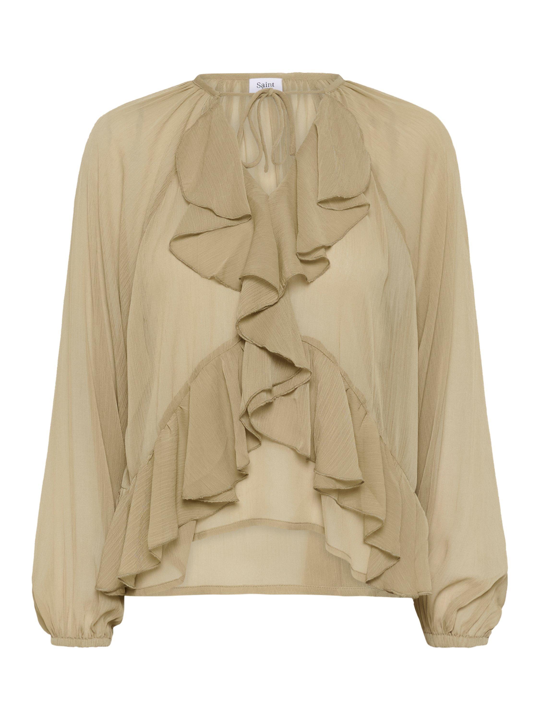 Product image 5 of 6, which shows Saint Tropez JacelynSZ Ruffle Detail Blouse, Natural Beige, XS
