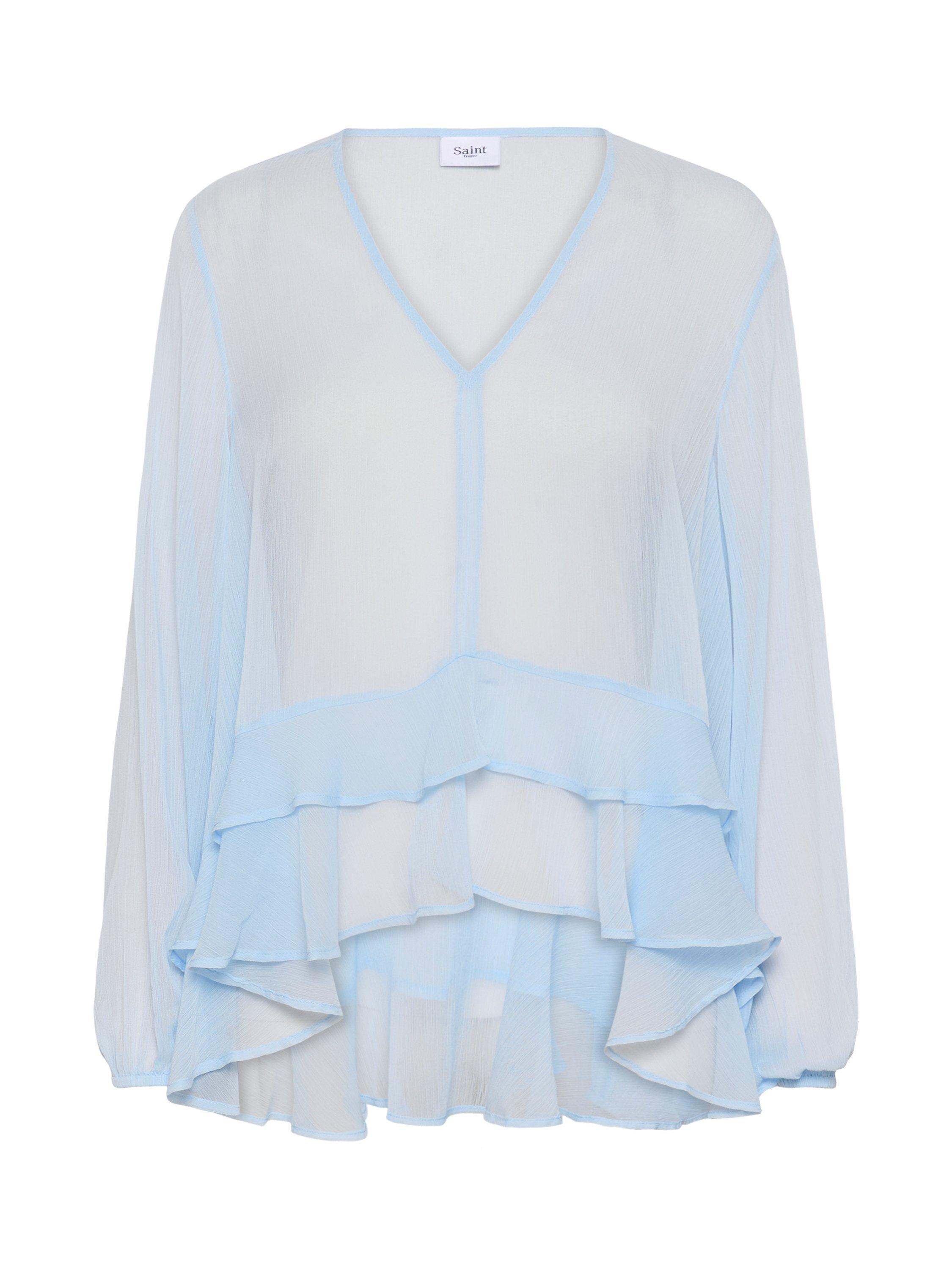 Product image 5 of 6, which shows Saint Tropez LindzySZ Flowy V-Neck Blouse, Mid Blue, XS