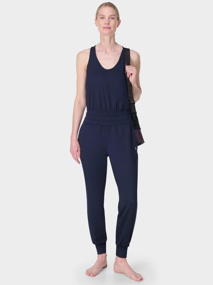 Sweaty Betty Gaia Performance Yoga Jumpsuit, Navy Blue