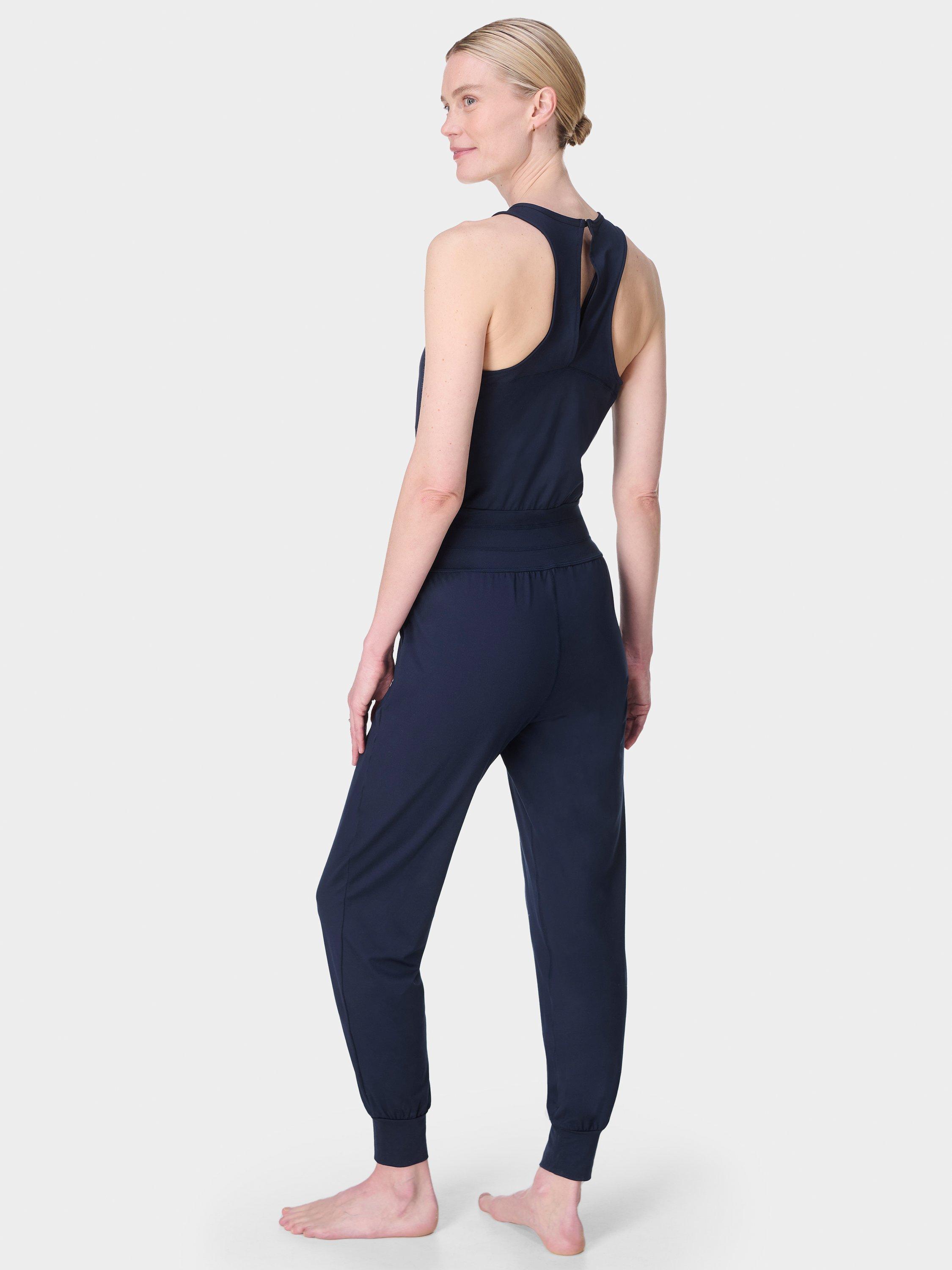 Sweaty Betty Gaia Performance Yoga Jumpsuit, Navy Blue