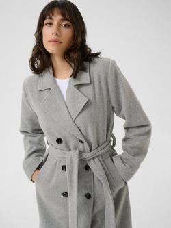 KAFFE Wool Blend Longline Overcoat - view 2, Mid Grey
