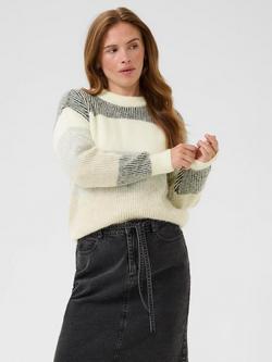 KAFFE Neve Block Stripe Jumper, White/Multi, White/Multi