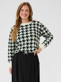 KAFFE Carol Dogtooth Jumper, White/Multi, White/Multi
