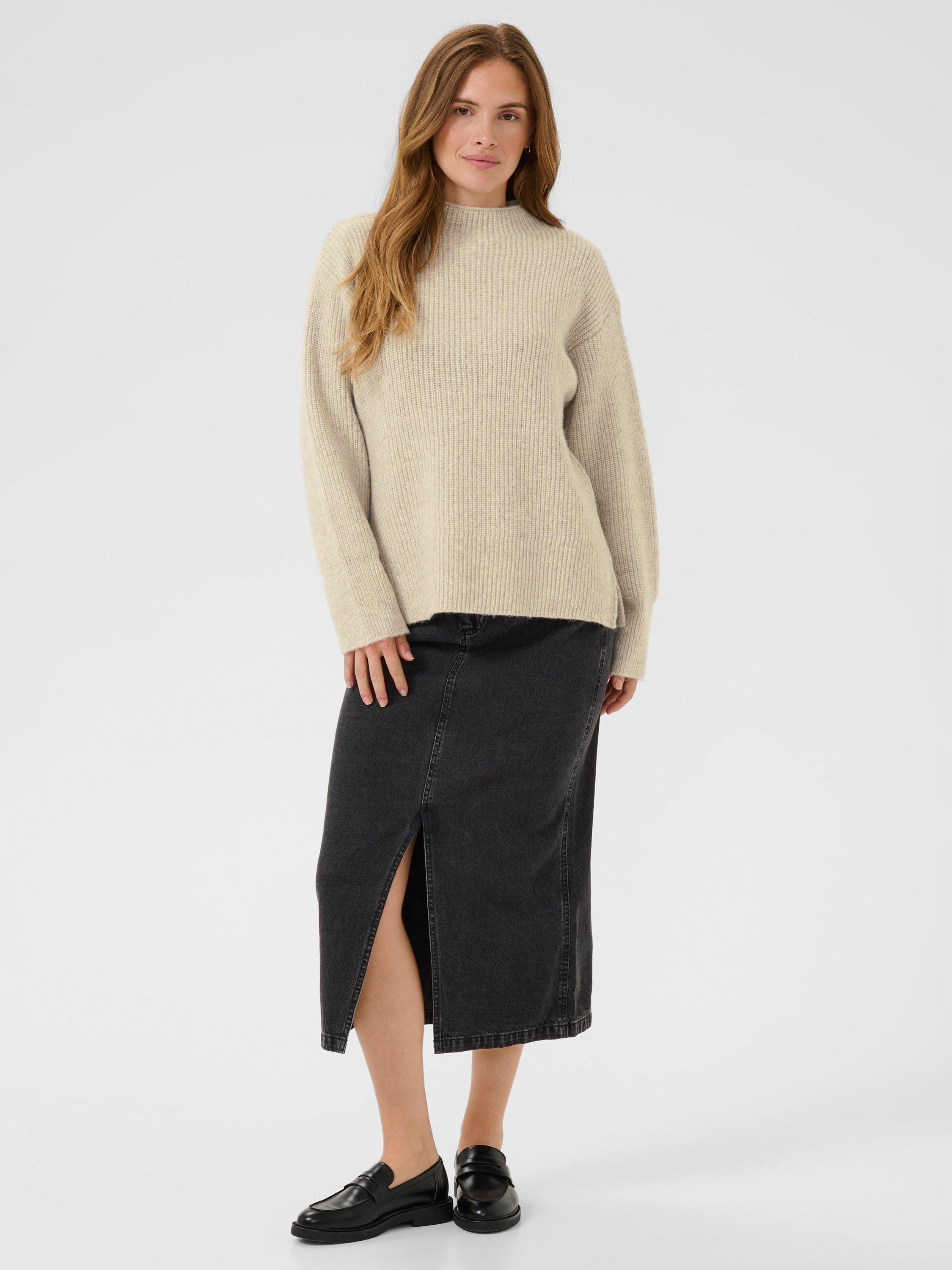 Product image 3 of 6, which shows KAFFE Elina Textured Jumper, Feather Gray Melange, XS