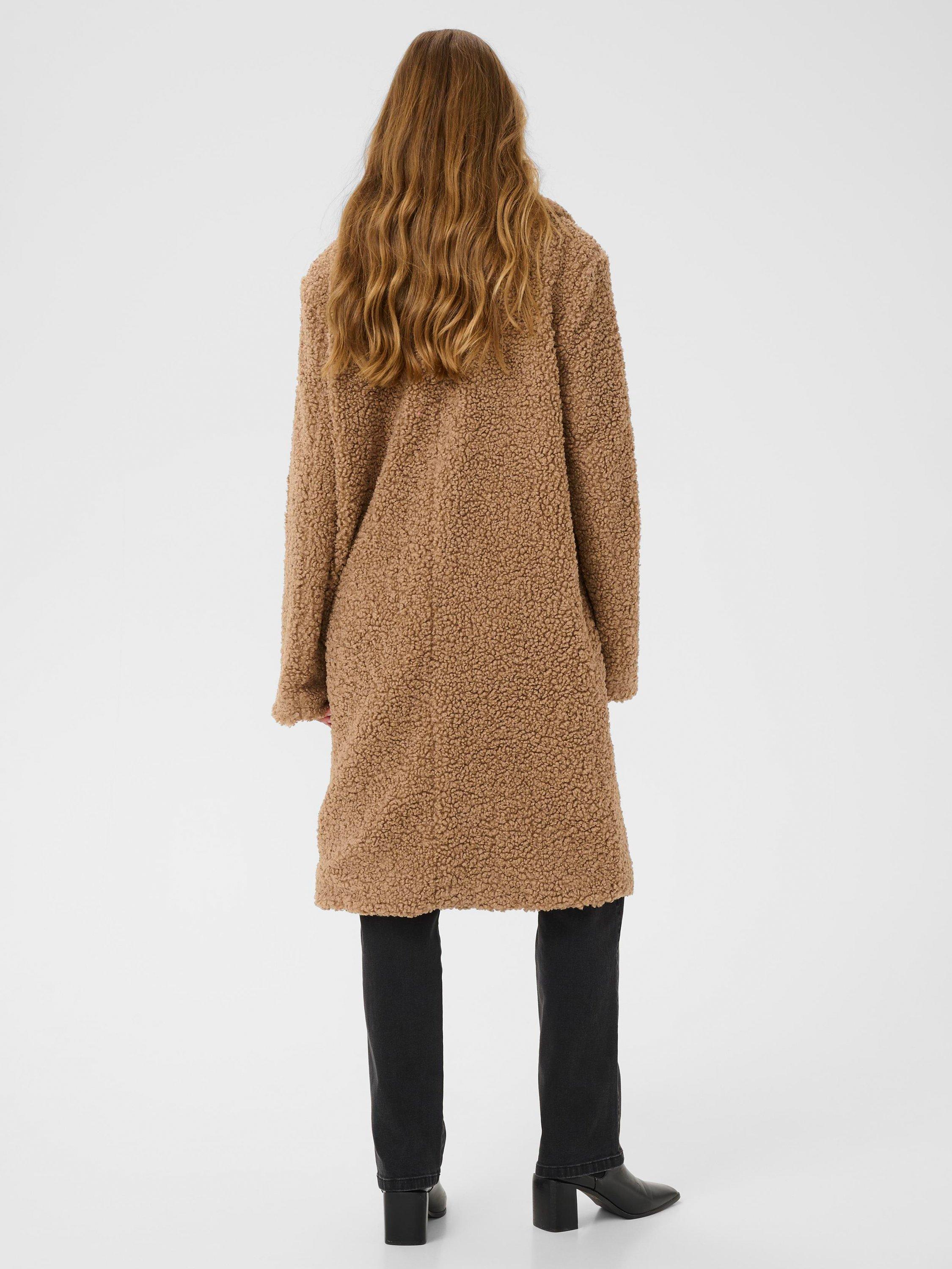 Product image 2 of 6, which shows KAFFE Balmi Teddy Coat, Natural Beige, 8