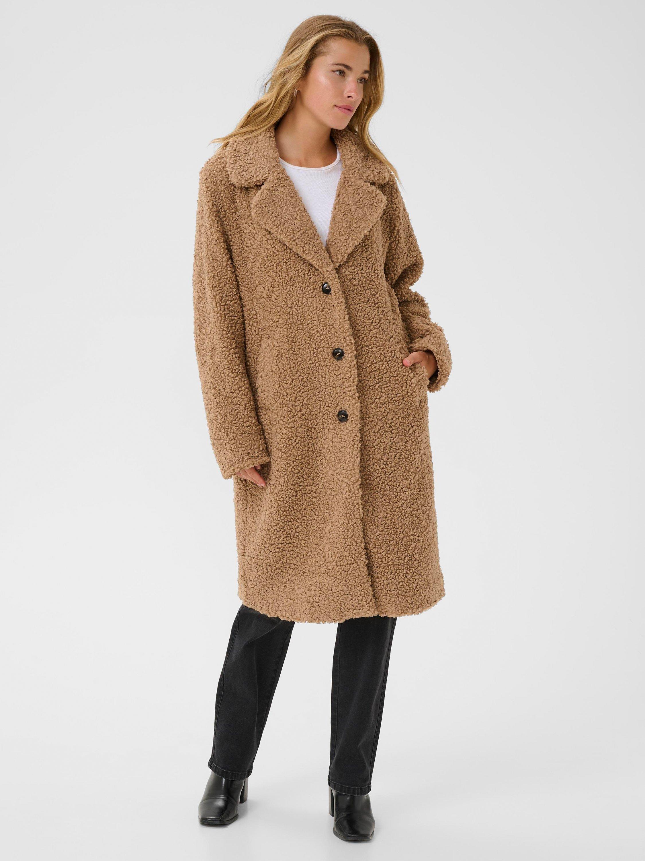 Product image 3 of 6, which shows KAFFE Balmi Teddy Coat, Natural Beige, 8