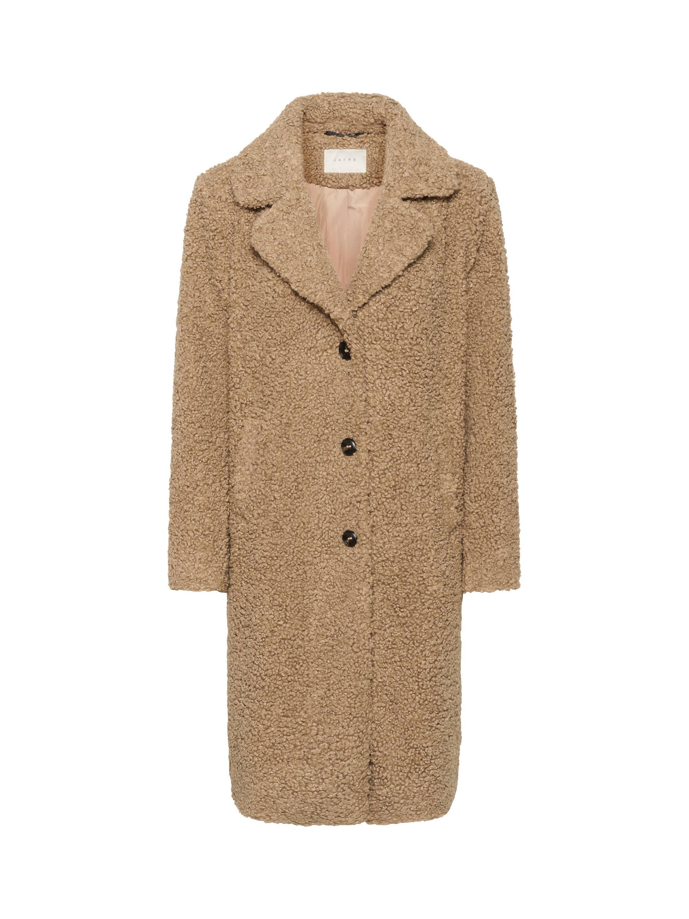Product image 5 of 6, which shows KAFFE Balmi Teddy Coat, Natural Beige, 8