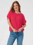 KAFFE Amber Stanley Round Neck Top, Mid Red