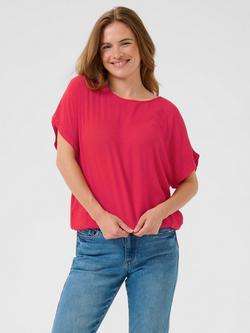 KAFFE Amber Stanley Round Neck Top, Mid Red, Mid Red