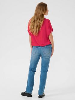 KAFFE Amber Stanley Round Neck Top, Mid Red - view 2, Mid Red