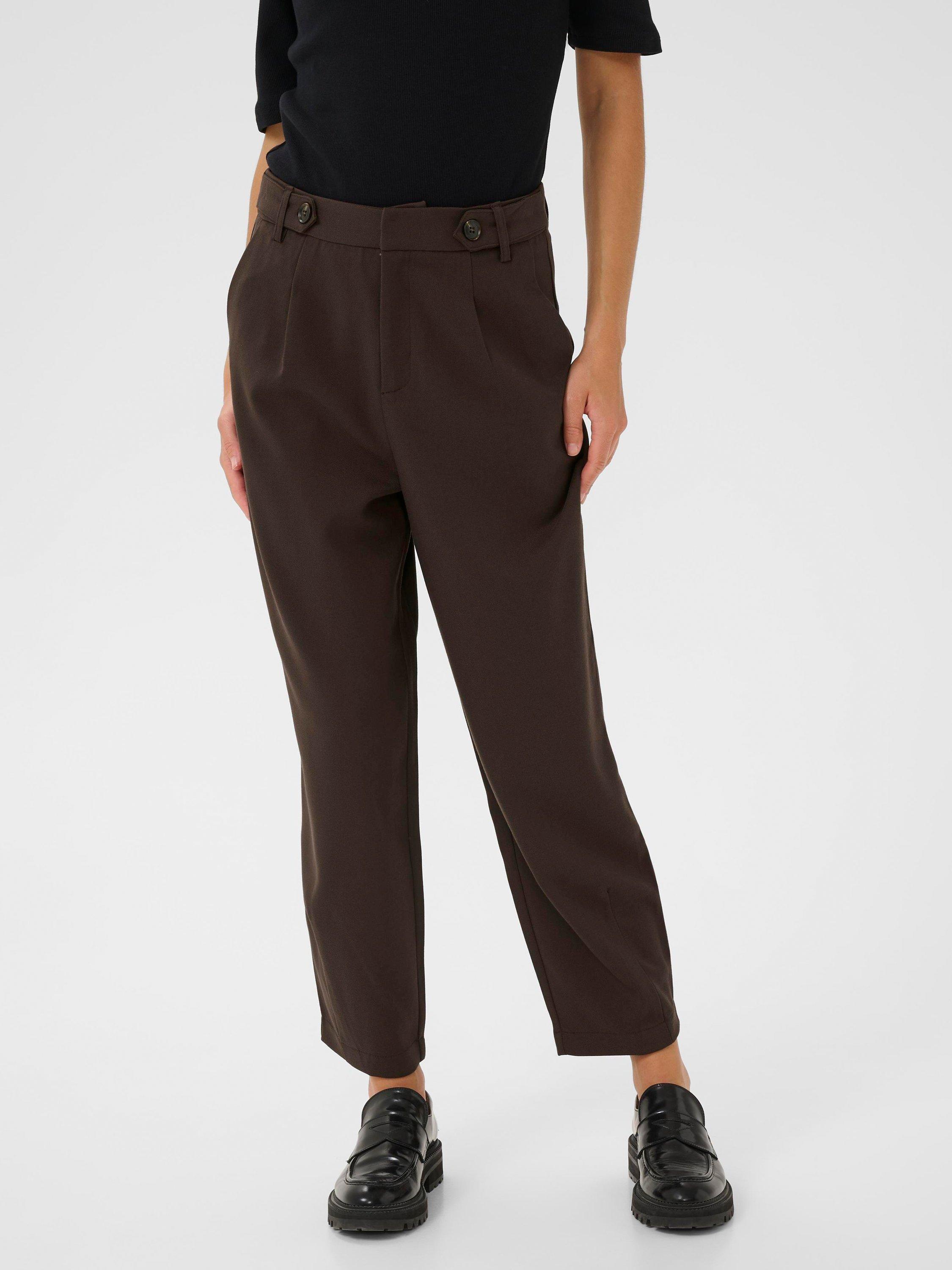 Product image 1 of 6, which shows KAFFE Merle Cropped Trousers, Mid Brown, 8