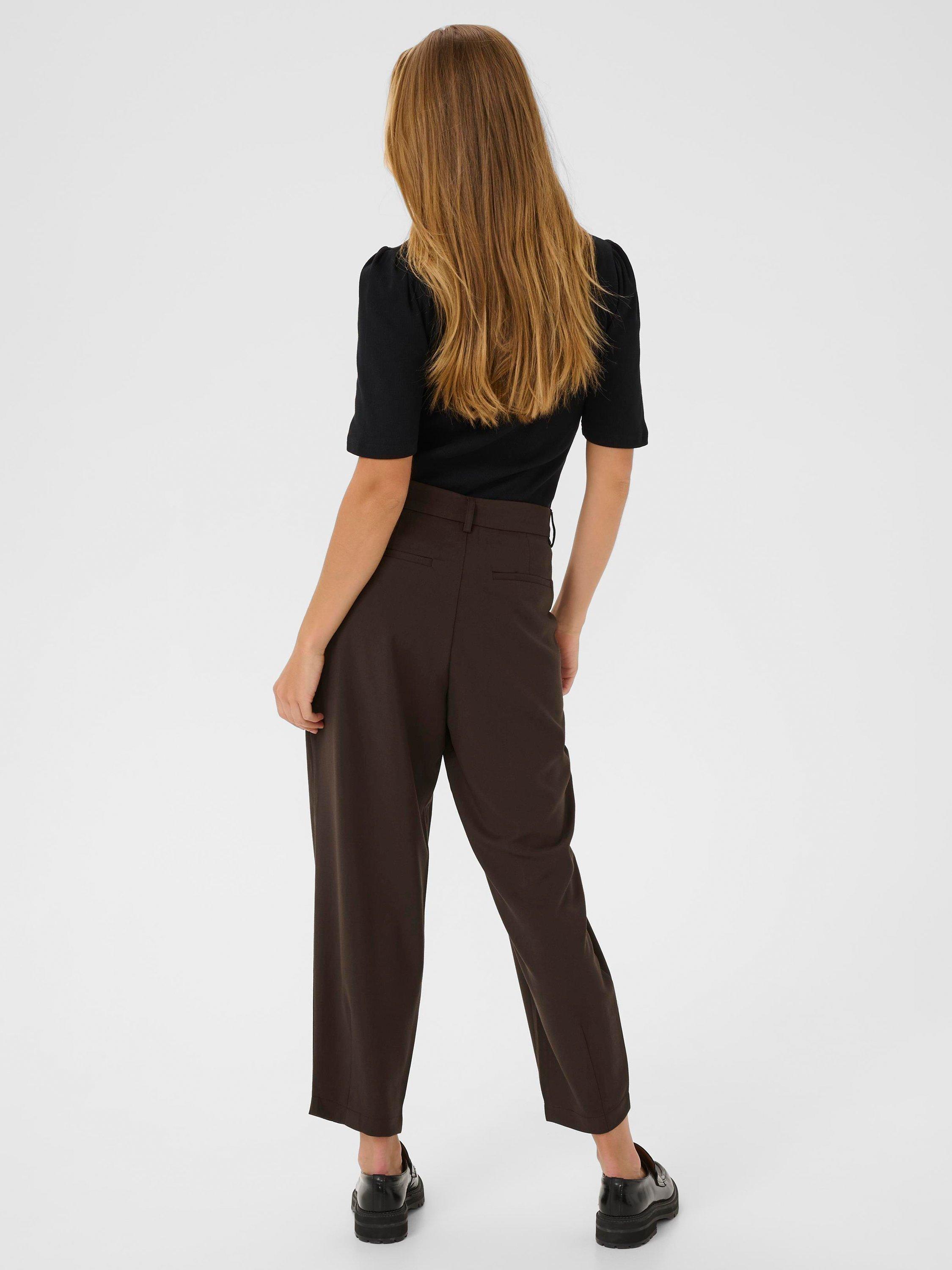 Product image 2 of 6, which shows KAFFE Merle Cropped Trousers, Mid Brown, 8
