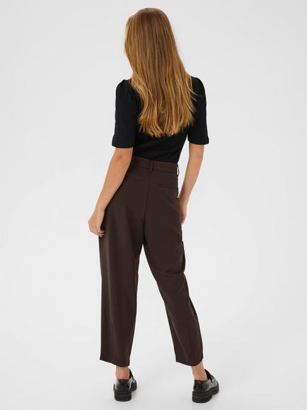 KAFFE Merle Cropped Trousers, Mid Brown - view 2, Mid Brown