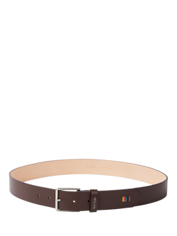 Paul Smith Logo Leather Belt, Brown Chocolate