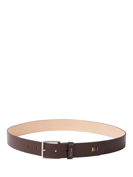 Paul Smith Logo Leather Belt, Brown Chocolate