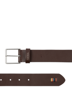 Paul Smith Logo Leather Belt - view 2, Brown Chocolate