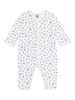 Petit Bateau Baby Cotton Apple Print Bodysuit, Marshmallow/Multico, Marshmallow/Multico