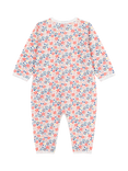 Petit Bateau Baby Cotton Floral Print Bodysuit, Marshmallow/Multico