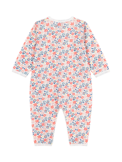 Petit Bateau Baby Cotton Floral Print Bodysuit, Marshmallow/Multico - view 2, Marshmallow/Multico
