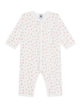 Petit Bateau Baby Cotton Pyjama Bodysuit, Marshmallow/Charme