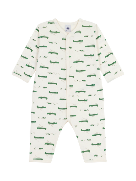 Petit Bateau Baby Cotton Crocodile Print Bodysuit, Milk/Multico, Milk/Multico