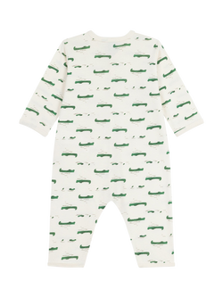 Petit Bateau Baby Cotton Crocodile Print Bodysuit, Milk/Multico - view 2, Milk/Multico
