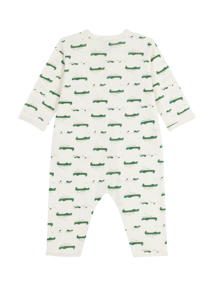 Petit Bateau Baby Cotton Crocodile Print Bodysuit, Milk/Multico - view 2, Milk/Multico