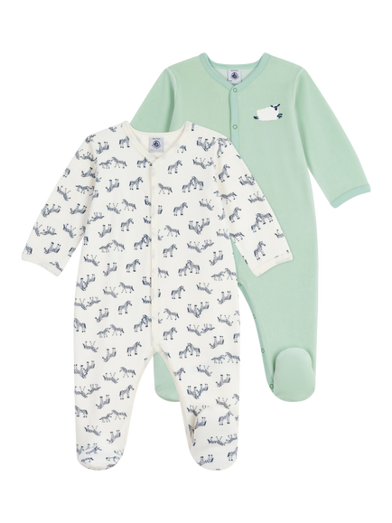 Petit Bateau Baby Cotton Printed Bodysuit, Pack of 2, Variante 1