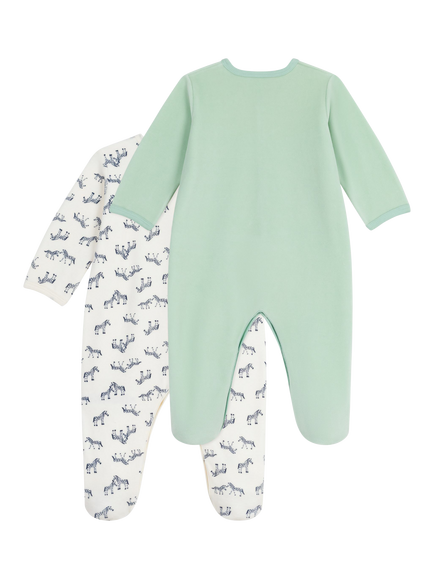 Petit Bateau Baby Cotton Printed Bodysuit, Pack of 2 - view 2, Variante 1