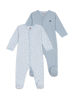 Petit Bateau Baby Cotton Printed Bodysuit, Pack of 2, Variante 1