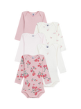 Petit Bateau Baby Cotton Bodysuit, Pack of 5