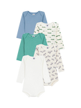Petit Bateau Baby Cotton Bodysuit, Pack of 5