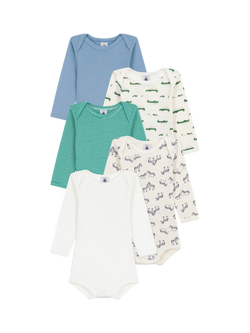 Petit Bateau Baby Cotton Bodysuit, Pack of 5, Variante 1